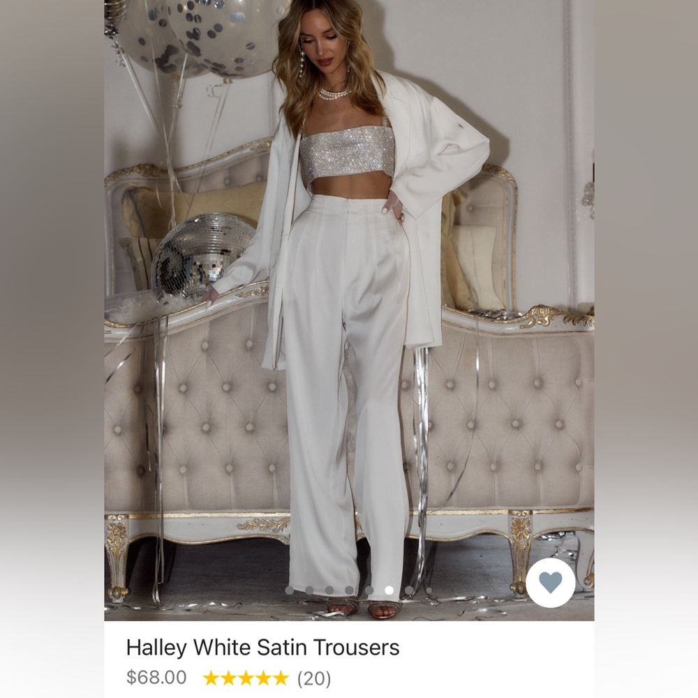 12th Tribe White Satin Trousers